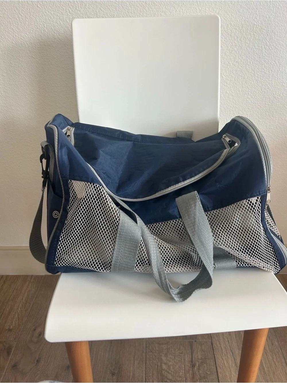 Navy Blue Pet Carrier Travel Bag with Mesh Panels